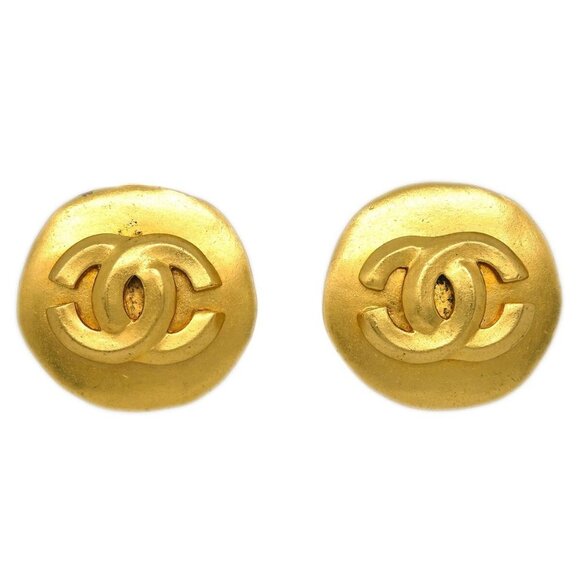 Chanel Gold Button Earrings Clip-On - Picture 1 of 4